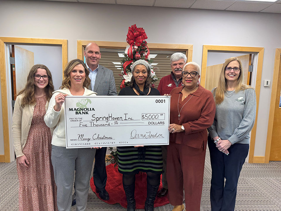 Magnolia Bank presented a $5,000 Christmas donation to SpringHaven Inc